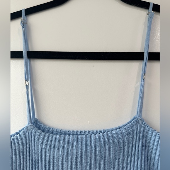 Franco Sarto Blue Ribbed Spaghetti Strap Tank Top | Size M - Picture 11 of 12